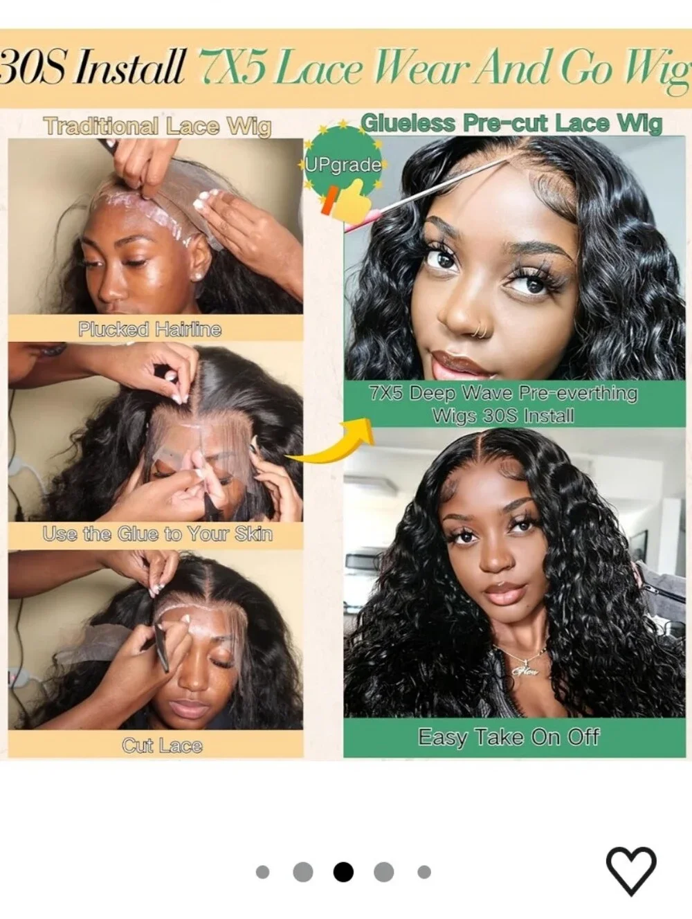 Wear and Go Glueless Wig Human Hair 7x5 Lace Closure Deep Wave 24 Inch